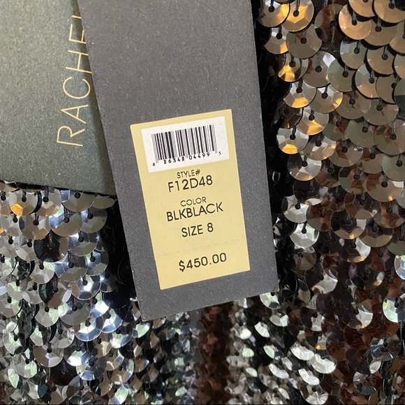 Rachel Zoe Long Sleeve Black Sequined Mini Dress Open Back $450 Retail Size 8 - Picture 8 of 12